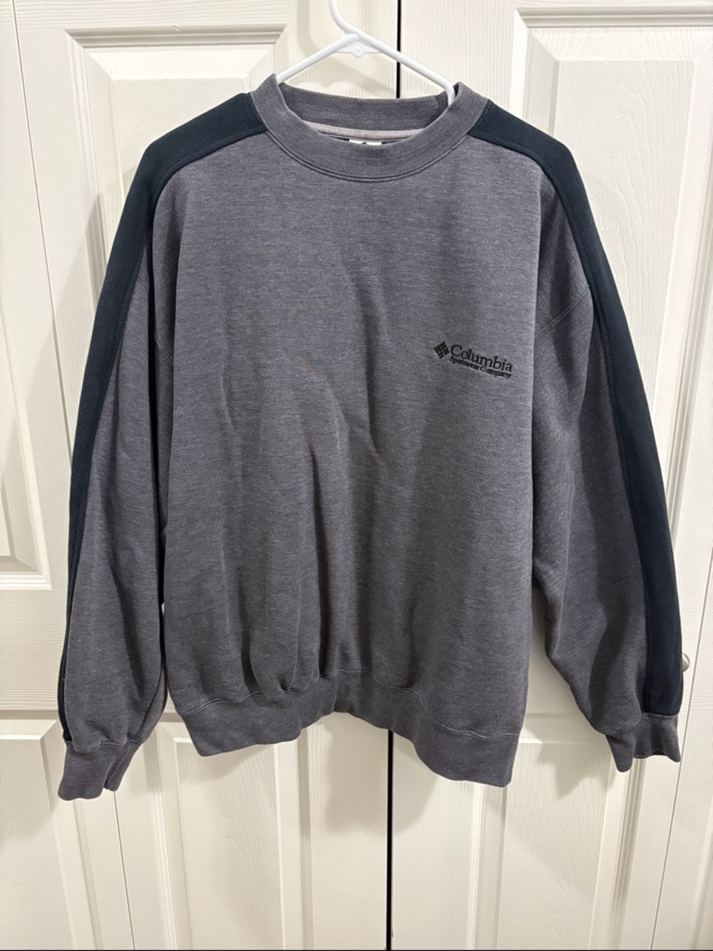 Columbia Men's Gray Crewneck Sweatshirt with Black Shoulder Stripes